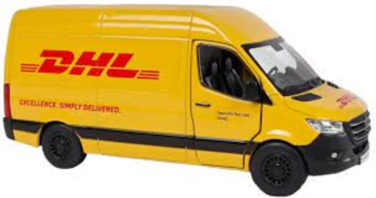 Kinsmart Bus Mercedes-benz Sprinter Dhl 12 Cm 1:36 Staal Geel