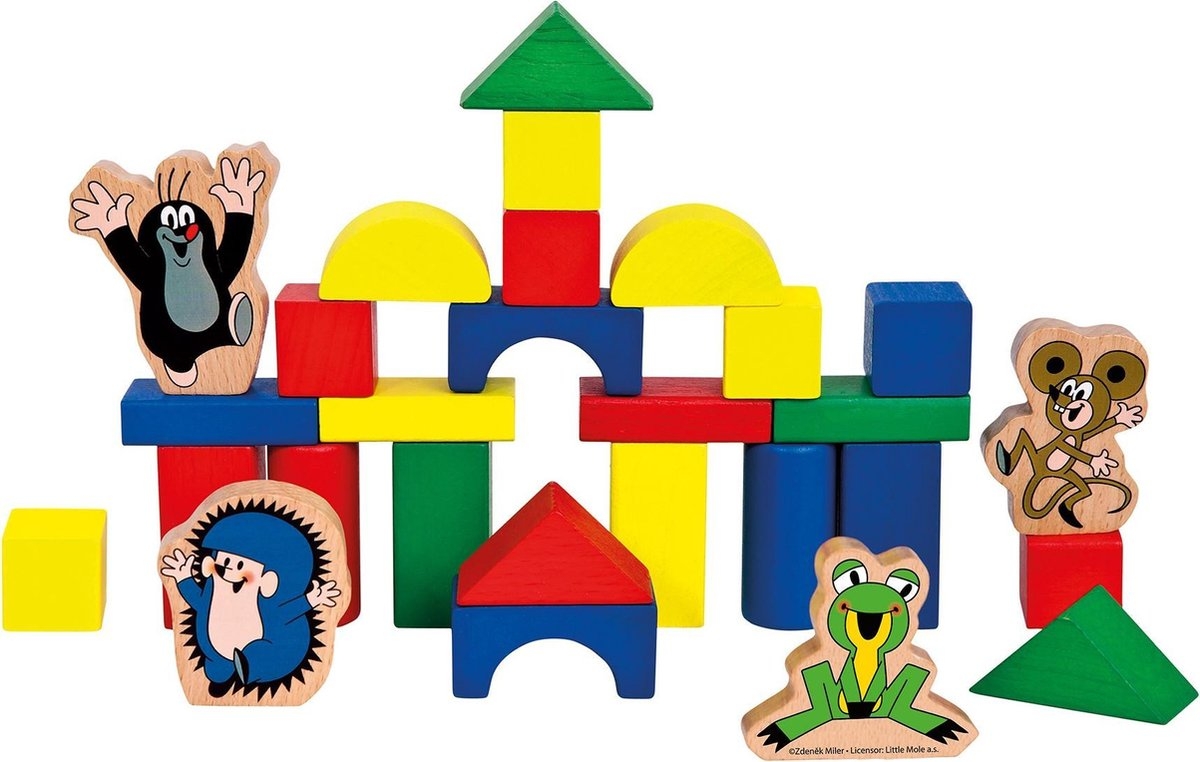 Bino Blokkenset Little Mole 18 X 14 Cm Junior Hout 30-delig