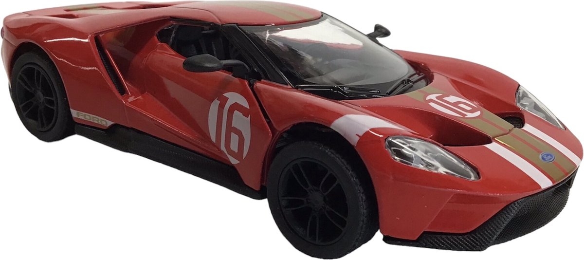 Ford GT Heritage Edition Pull-back motor verkrijgbaar in 3 kleuren verkoop per stuk - Kinsmart - 12,5 cm