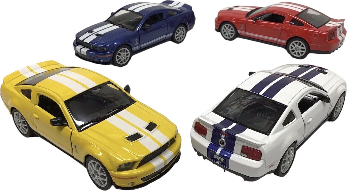 Ford Shelby GT500 5" met strepen Pull-back motor schaal 1:38 verkoop per stuk verkrijgbaar in 4 kleuren