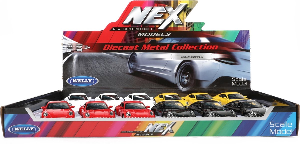 Welly Speelgoed Porsche auto - wit - die-cast metaal - 11 cm - Model 911 Carrera